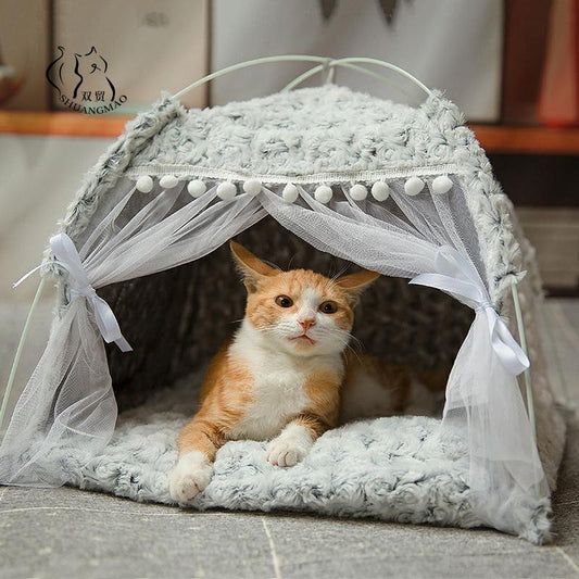 Winter Warm Cat Bed Foldable Tent House