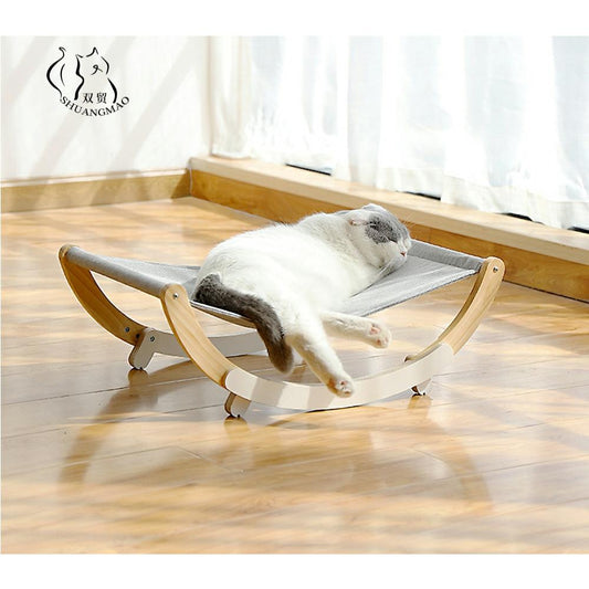 Pet Cat's Lounger Bed Wood Hammock