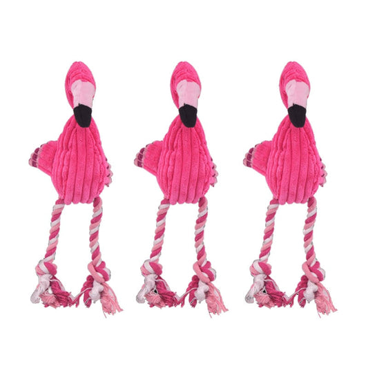 Teeth Cleaning Squeaky Interactive Cartoon Animal Flamingo Shaped Dog Chew