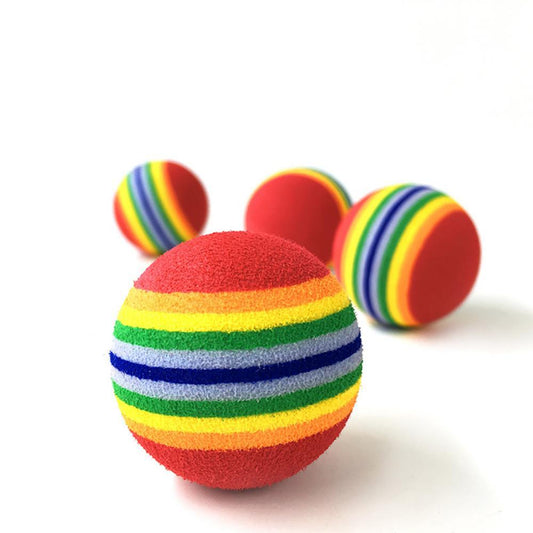 Colorful Cat Interactive Toy Ball Great for Chewing Rattle Scratch Natural Foam Ball