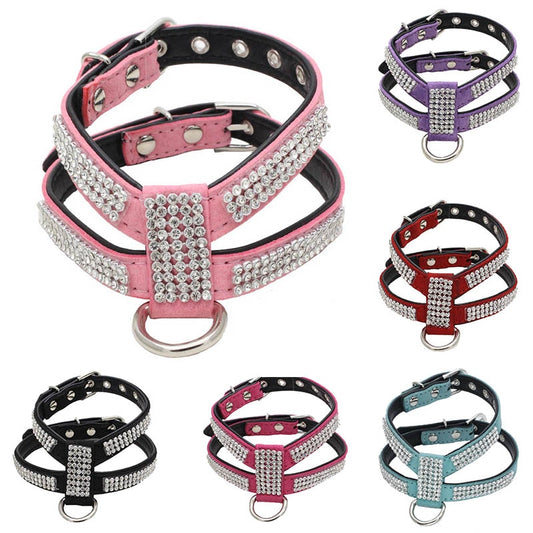 Leather Adjustable Bling Collar(Available in a variety of sizes and colours)