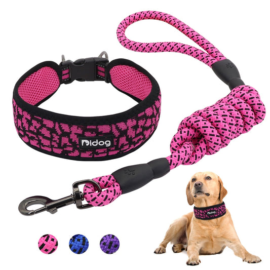 Nylon Mesh Dog Collar With Rope lead(For M/L/XL dogs)