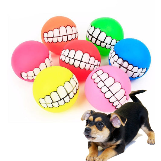 Funny Silicone Dog Ball Chew & Tooth Cleaning Squeaky