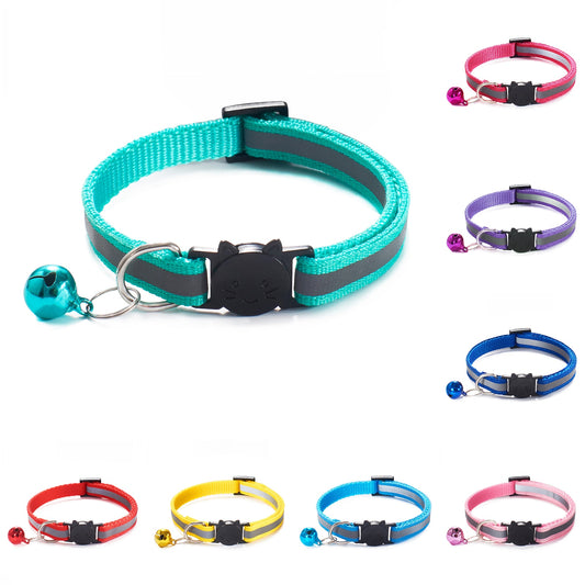 Reflective Breakaway Cat Collar with Safety Elastic Adjustable with Bell