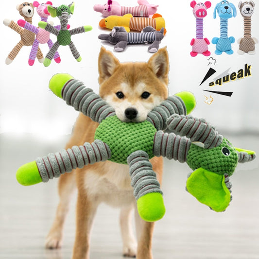 Indestructible Dog Squeaky Toy Animals Soft Plush Chew Toy