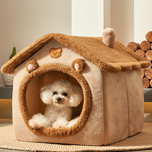 Foldable Dog House Bed For Small Medium Dogs Cats Winter Warm Bed