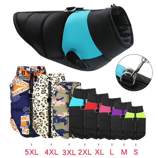 Padded Winter Warm Dog Waterproof Zipper Jacket