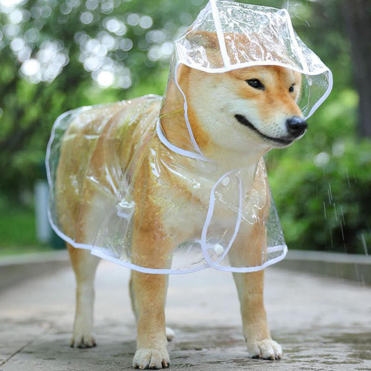 Dogs Transparent  Raincoat Hooded Waterproof Soft PVC