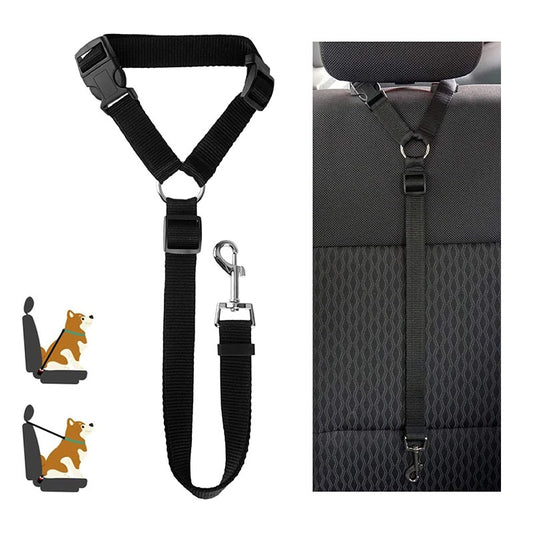 Two-in-one Nylon Adjustable Dogs Car Seat Belt Lead for Backseat Safety