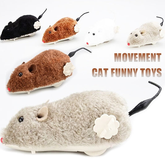 Clockwork Spring Power Plush Mouse Toy For Cats Dogs Kittens & Pups