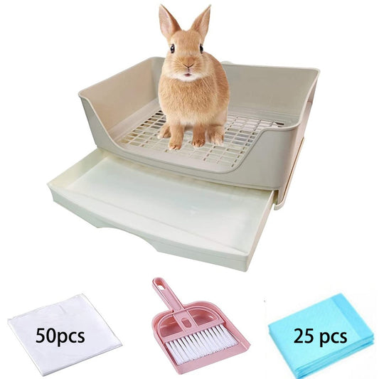 Large Rabbit Toilet Box Trainer Corner Tray Litter with Drawer