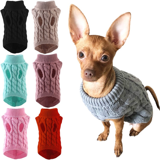 Dog Sweaters for Small Medium Dogs Winter Warm Soft Knit Turtleneck