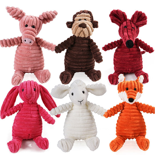 Corduroy Dog Toys Animal Design with Squeaky Bite Resistant