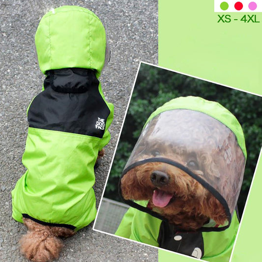 Dogs Transparent Hooded Waterproof Coat