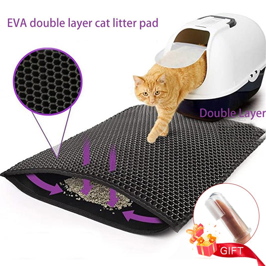 Cat Litter Mat With Double Layer Waterproof Non-slip  Pad Washable