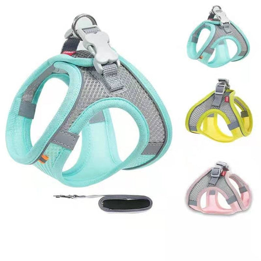 Dog Harness & Lead Reflective Breathable Adjustable for Small Medium Dogs
